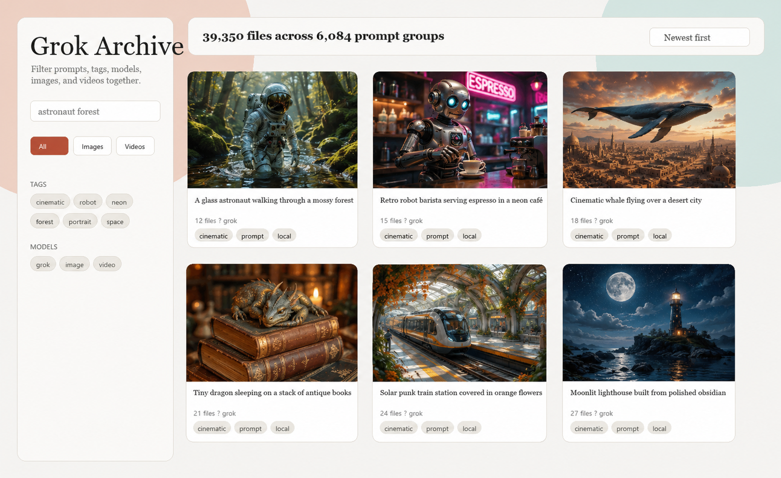 Example gallery screenshot with generated placeholder art